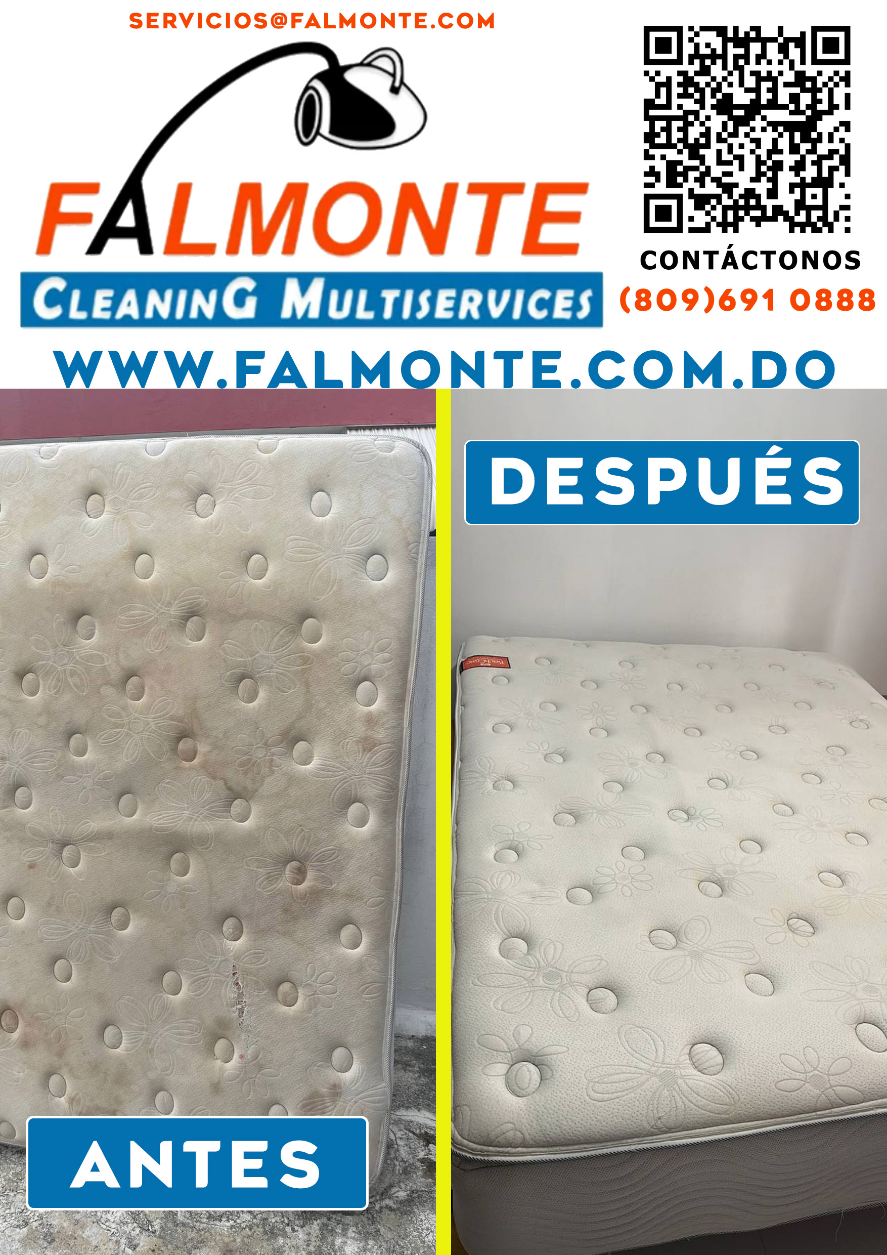 Servicios a dominilio de colchones en el cibao, RD con Falmonte Cleaning Multiservices SRL